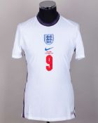 Dominic Calvert-Lewin white No.9 England v. Belgium short-sleeved shirt, 2020