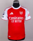 Viktor Gyokeres red and white No.14 Arsenal short sleeved home shirt