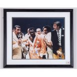 Joe Frazier autographed colour photograph post defeating Jerry Quarry
