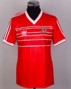 Ian Rush red and white No.9 Wales short-sleeved shirt, early 1980s
