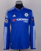 Eden Hazard blue No.10 Chelsea v Dynamo Kiev Champions League long-sleeved shirt, 2015