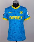 Rodrigo Gomes blue and yellow No.21 Wolves short-sleeved shirt