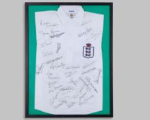 White England replica shirt with thirty-one autographs