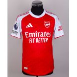Gabriel red and white No.6 Arsenal short sleeved home shirt