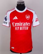 Gabriel red and white No.6 Arsenal short sleeved home shirt