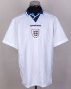 White No.16 England short-sleeved shirt, 1995-96