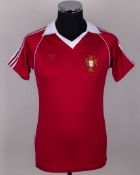 A red and white No.3 Portugal short-sleeved shirt, 1982
