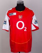 Patrick Vieira red No.4 Arsenal v. Manchester United match prepared short-sleeved shirt