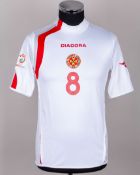 Roderick Briffa white and red No.8 Malta v. Bosnia short-sleeved shirt, 2007