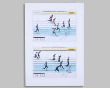 Usain Bolt - World Records 2009 World Championships two signed photo finish photographs