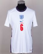 Michael Keane white No.6 England v. Iceland short-sleeved shirt, 2020
