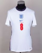 James Ward-Prowse white No.8 England v. Iceland short-sleeved shirt, 2020