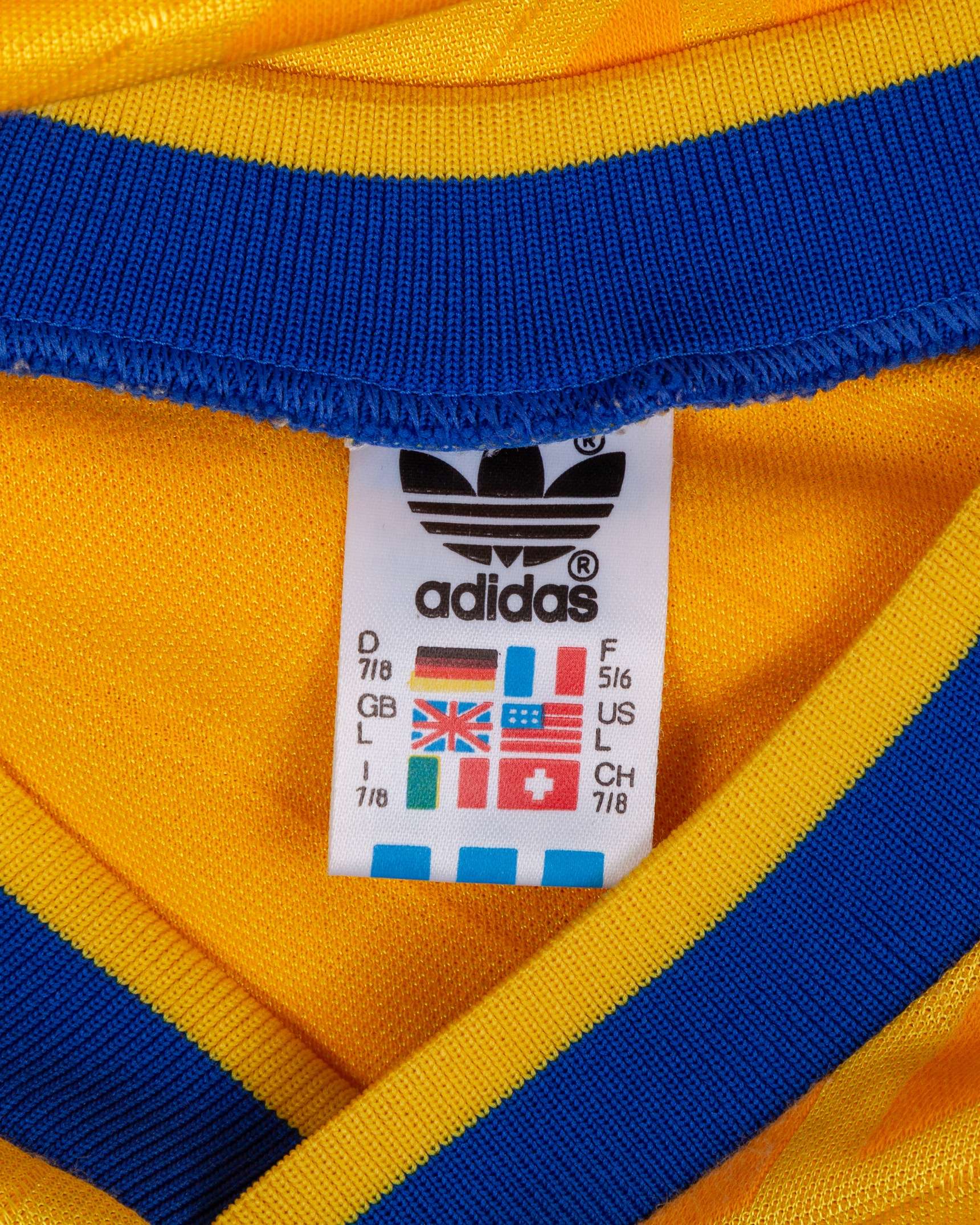 Sweden - Jan Eriksson yellow and blue No.2 Sweden match issued World Cup shirt, 1990 - Image 4 of 4