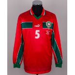 Morocco - Smahi Triki red and green No.5 Morocco World cup prepared long-sleeved shirt, 1998