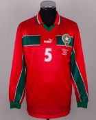Morocco - Smahi Triki red and green No.5 Morocco World cup prepared long-sleeved shirt, 1998