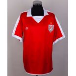 Tunisia - Seifeddine Jaziri red and white No.5 Tunisia match issued short-sleeved shirt&nbsp;
