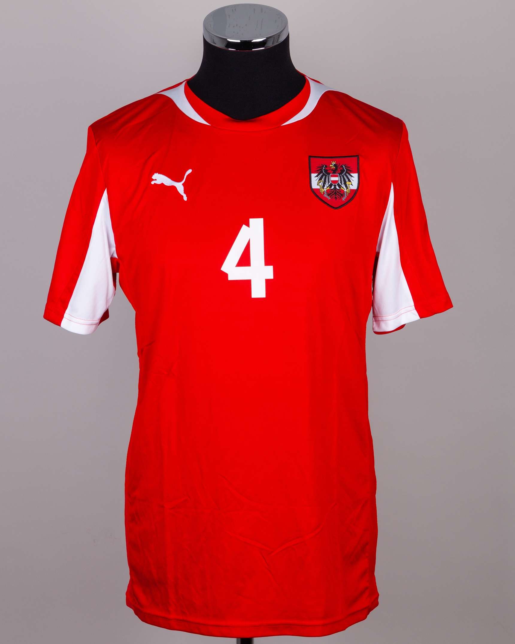 Austria - Emanuel Pogatetz red and white Austria v. Germany match issued shirt, 2012