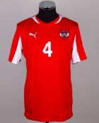 Austria - Emanuel Pogatetz red and white Austria v. Germany match issued shirt, 2012