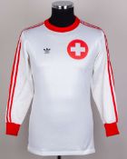 Switzerland - Jorg Stohler white and red No.2 Switzerland v. Scotland match issued shirt