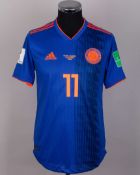 Colombia - Juan Cuadrado blue No.11 Colombia v. Poland match issued short-sleeved shirt, 2018