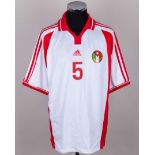 Jordan - white and red No.5 Jordan v. Hungary match issued short-sleeved shirt, 2001