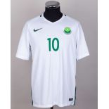 Saudi Arabia - Mohammad Al-Sahlawi white and green No.10 Saudi Arabia match issued shirt