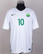 Saudi Arabia - Mohammad Al-Sahlawi white and green No.10 Saudi Arabia match issued shirt