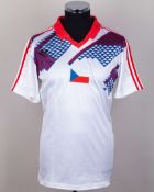 Czechoslovakia - Peter Fieber white, red and blue No.12 match issued World Cup shirt