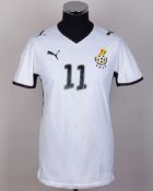 Ghana - Sulley Muntari white and black No.11 Ghana match issued short-sleeved shirt