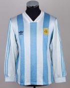 Argentina - Diego Cholo Simeone blue and white Argentina match issued long-sleeved shirt,1993