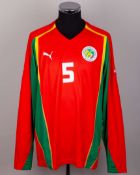 Senegal - red, yellow and green No.5 Senegal match issued long-sleeved shirt