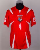 Panama - red and white No.4 Panama match issued short-sleeved shirt