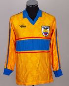 Ecuador - yellow and blue No.21 Ecuador match issued long-sleeved shirt, 1992