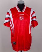 Turkey - red and white No.2 Turkey match issued short-sleeved shirt, 1996