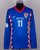 Croatia - Darijo Srna blue, red and white No.11 Croatia v. England match issued shirt, 2007