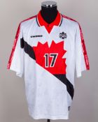 Canada - white and red No.17 Canada match issued short-sleeved shirt, 1996/97