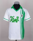Algeria - white and green No.7 Algeria match issued short-sleeved shirt, 1985-86