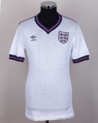 England - white No.15 England airtex short-sleeved shirt, 1985