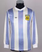 Rene Houseman blue No.9 Argentina v. Holland World Cup Final match worn shirt, 1978