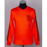 Johan Cruyff orange and black No.14 Holland match issued long-sleeved shirt, 1974