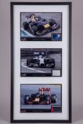 Lewis Hamilton, Max Verstappen & Sebastian Vettel Framed Car Parts with Photo's