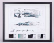 Mercedes Signed W08 Technical Drawing with Original Car Parts