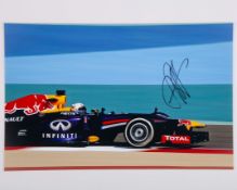 Four Sebastian Vettel Signed Red Bull Racing Large Photos