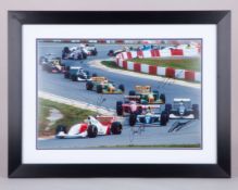 1993 Brazilian Grand Prix Framed Photo Signed by Schumacher, Hill, Alesi & JJ Lehto