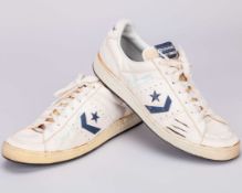 Pair of Jimmy Connors autographed white Jimmy Connors Converse trainers