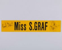 Steffi Graf an original Wimbledon manuel scoreboard autographed nameplate