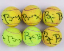 Six Dunlop Bjorn Borg autographed tennis balls&nbsp;