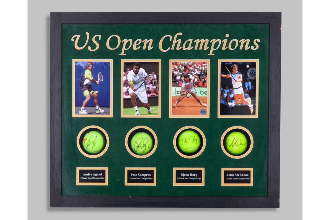 An autographed US Open four tennis ball display - Image 2 of 5