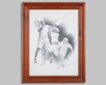 Pencil drawing of Andre Agassi by Malcolm MacKinnon (Australian), 1995