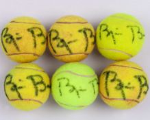 Six Dunlop Bjorn Borg autographed tennis balls
